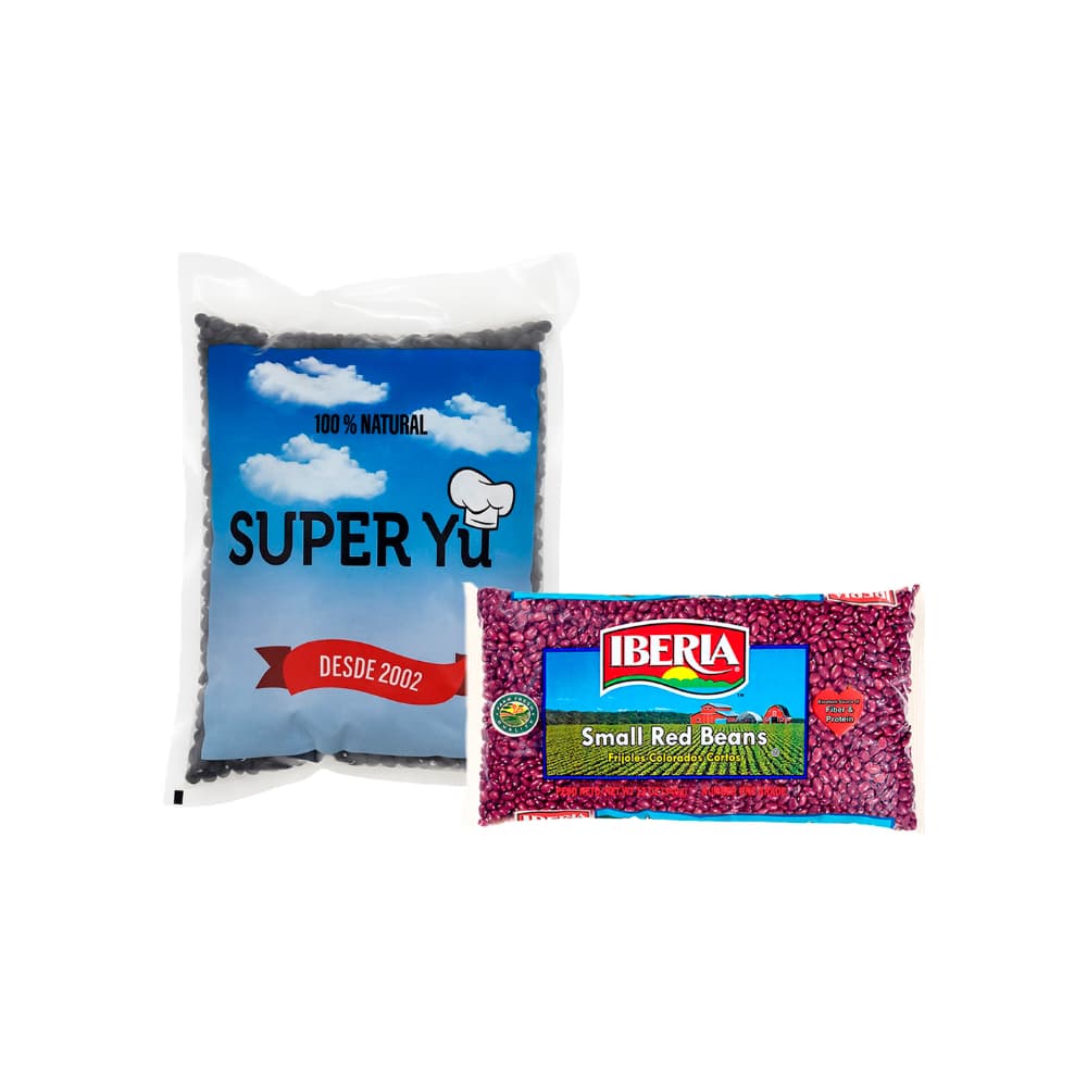 Combo de Frijoles negros Super Yu (1 kg / 2.2 lb) + Frijoles colorados cortos Iberia (340g-12oz) - Imagen 1