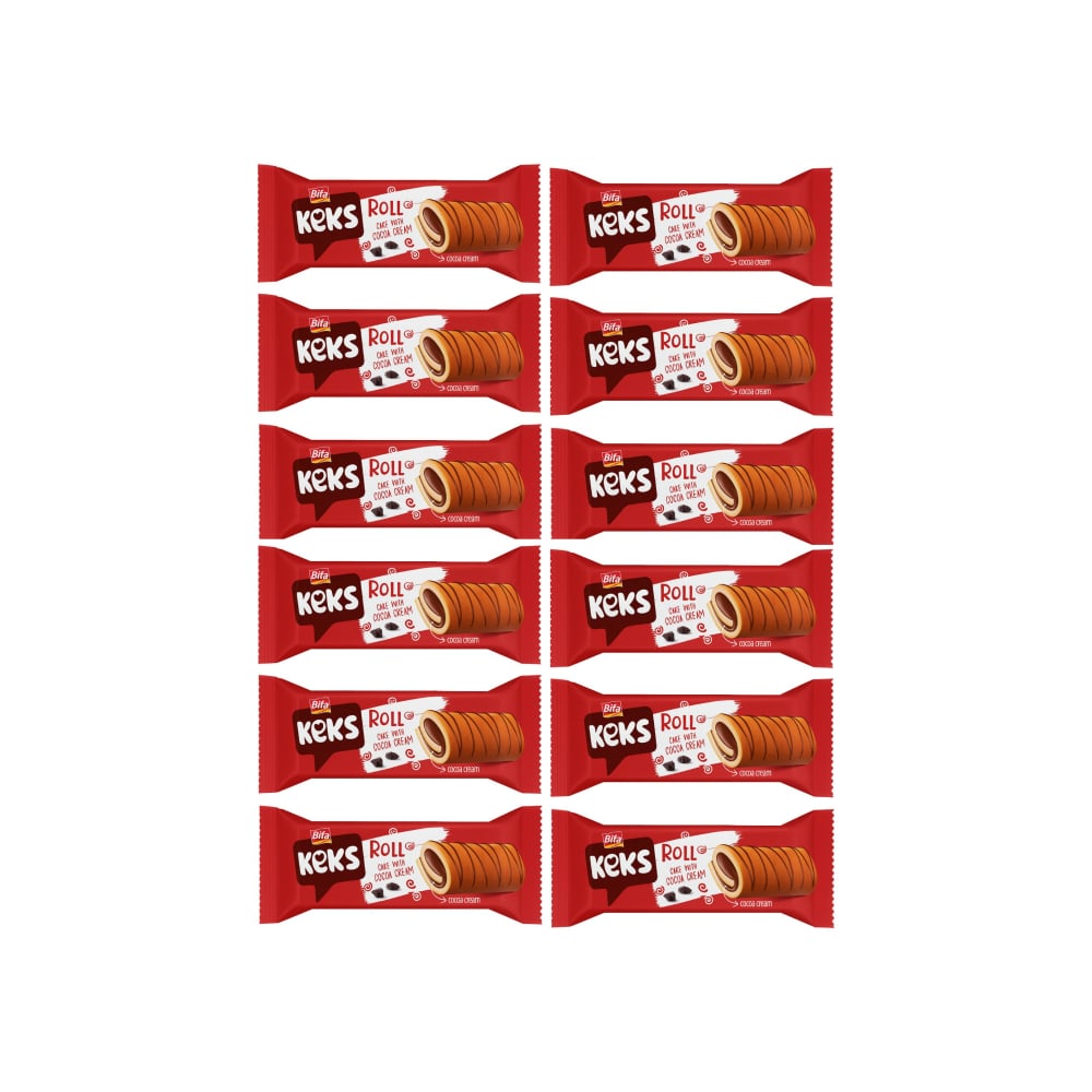 Tortas rollo con crema de cacao Keks Bifa (12 x 50 g / 1.76 oz) - Imagen 1