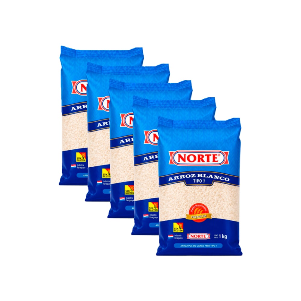 Arroz blanco pulido tipo 1 Norte ( 5 x 1 kg / 2.2 lb) - Imagen 1