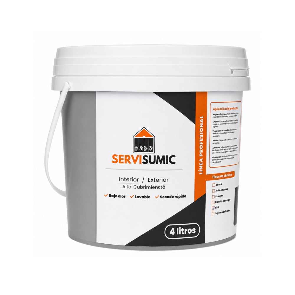 Pintura de vinil color gris SERVISUMIC (4 L) - Imagen 1