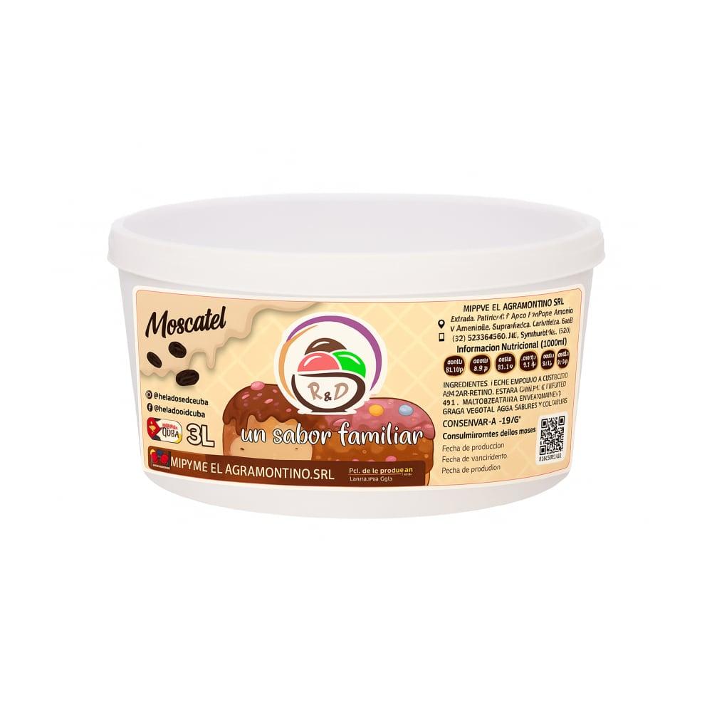 Helado sabor moscatel R&D (3 L) - Imagen 1