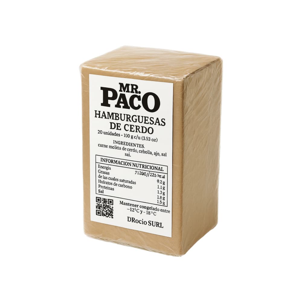 Hamburguesas de cerdo Mr. Paco (20 x 100 g / 3.52 oz) - Imagen 1