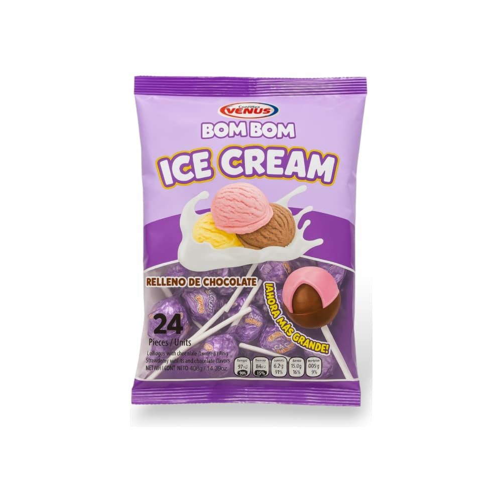 Chupa chupa sabor a helado relleno con chocolate Confites Venus (408 g / 14.39 oz) - Imagen 1