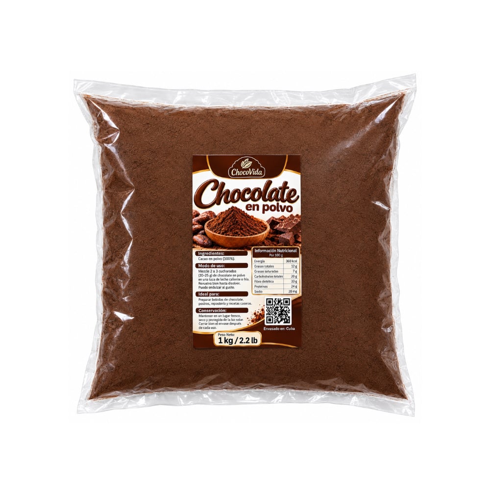 Chocolate en polvo ChocoVida (1 kg / 2.2 lb) - Imagen 1