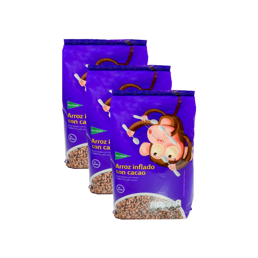 Cereal de arroz inflado con cacao (3 x 500 g / 1.1 lb) - Imagen 1