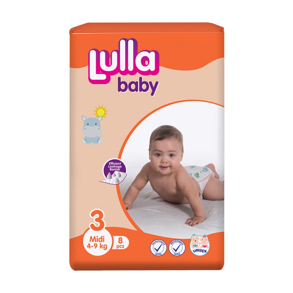 Pañales desechables para bebé etapa 3 Midi Lulla Baby (8 U) - Imagen 1