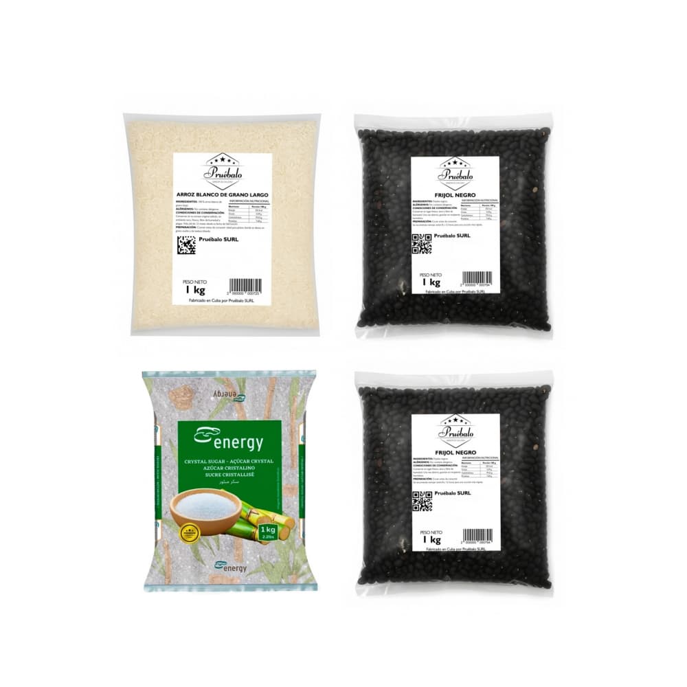 Azúcar blanca cristalina Energy + Arroz blanco de grano largo Pruébalo + Frijol negro Pruébalo - Imagen 1