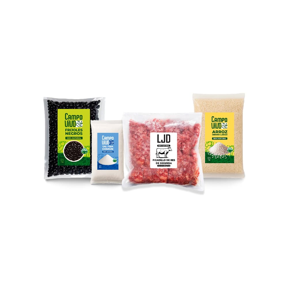 Combo Campo Vivo: Frijoles negros + Arroz de grano largo + Sal fina común + Picadillo de res de segunda - Imagen 1