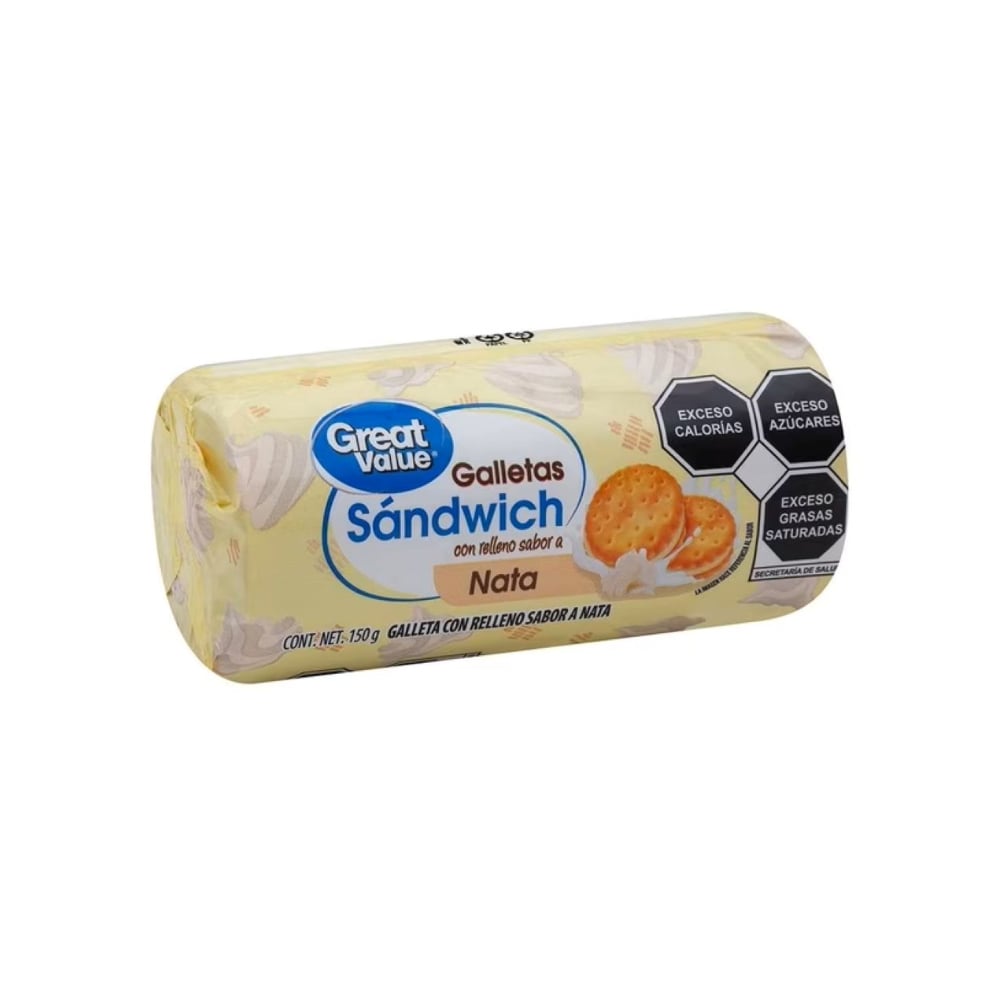 Galleta sándwich con relleno sabor a nata Great Value (150 g / 5.29 oz) - Imagen 1
