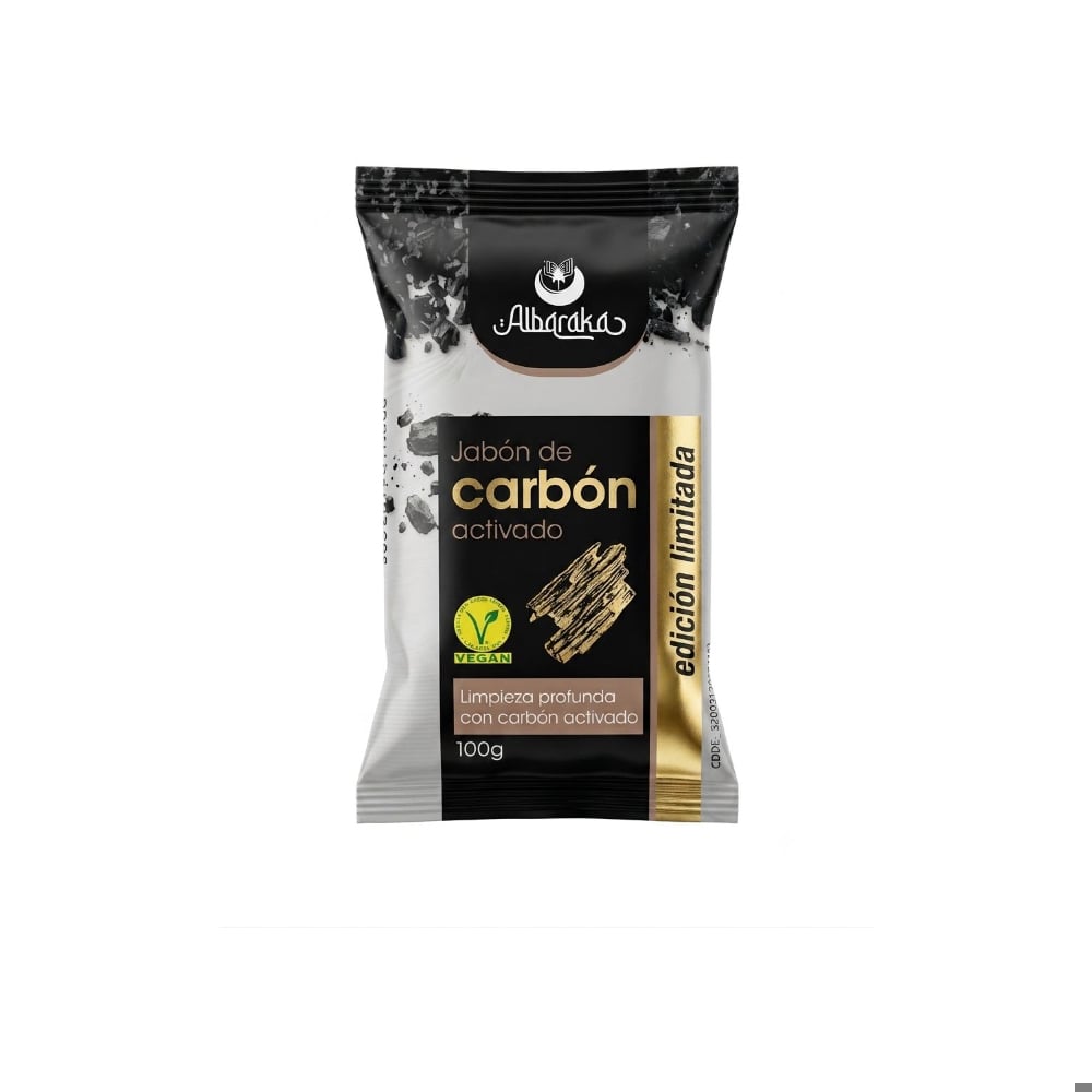 Jabón de carbón activado Albaraka (100 g / 3.53 oz) - Imagen 1