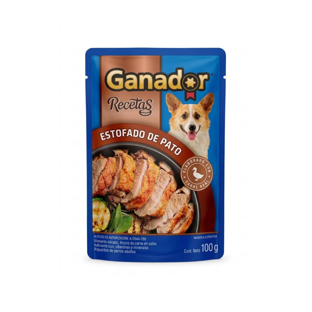 Alimento para perros adultos estofado de pato Recetas Ganador (100 g / 3.52 oz) - Imagen 1