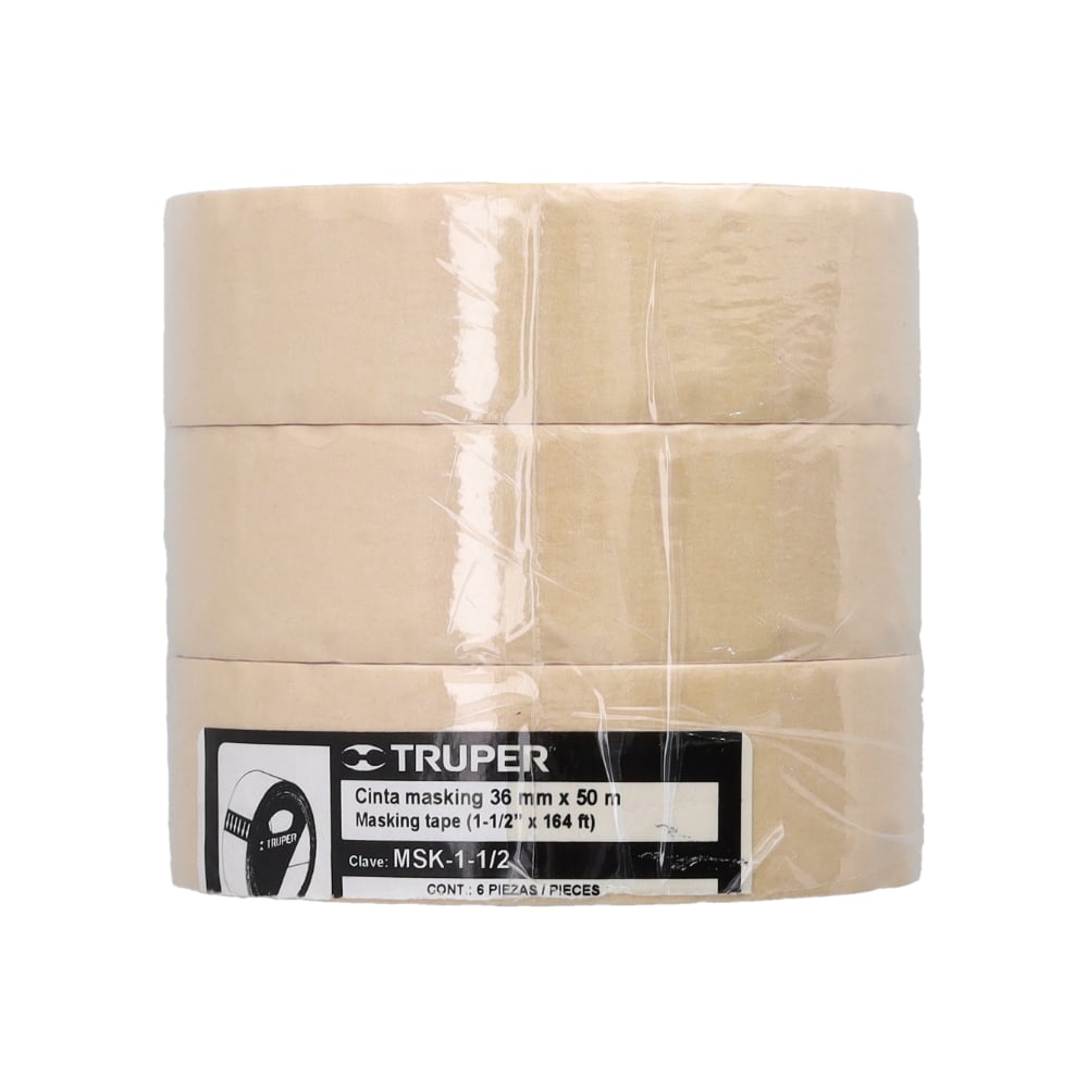 Conjunto de 3 masking tape 36 mm x 50 m Truper - Imagen 1