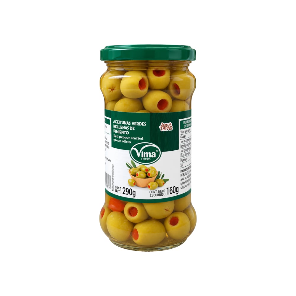Aceitunas rellenas de pimiento Vima Foods (290 g / 10.23 oz) - Imagen 1