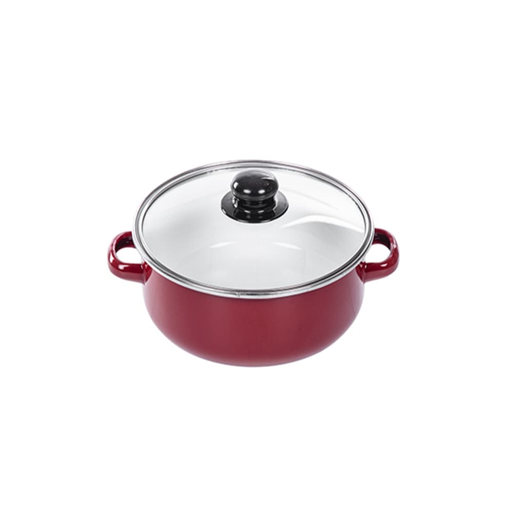 Olla roja con tapa de cristal 18 cm Alessandro - Imagen 1