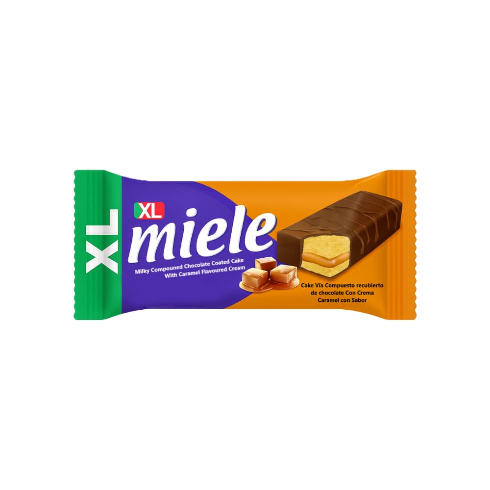Pastel recubierto de chocolate con crema de caramelo Miele (50 g / 1.76 oz) - Imagen 1