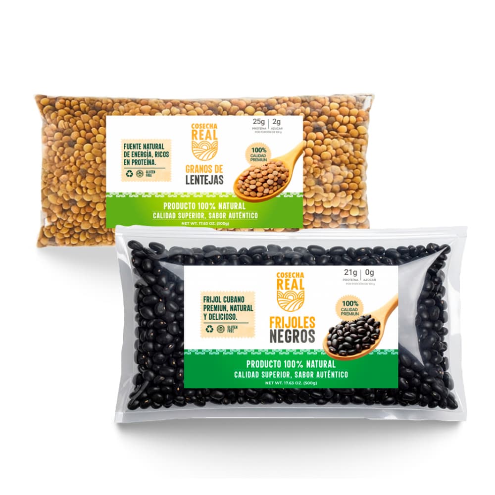 Combo de granos #19: Frijoles negros + Lentejas Cosecha Real - Imagen 1