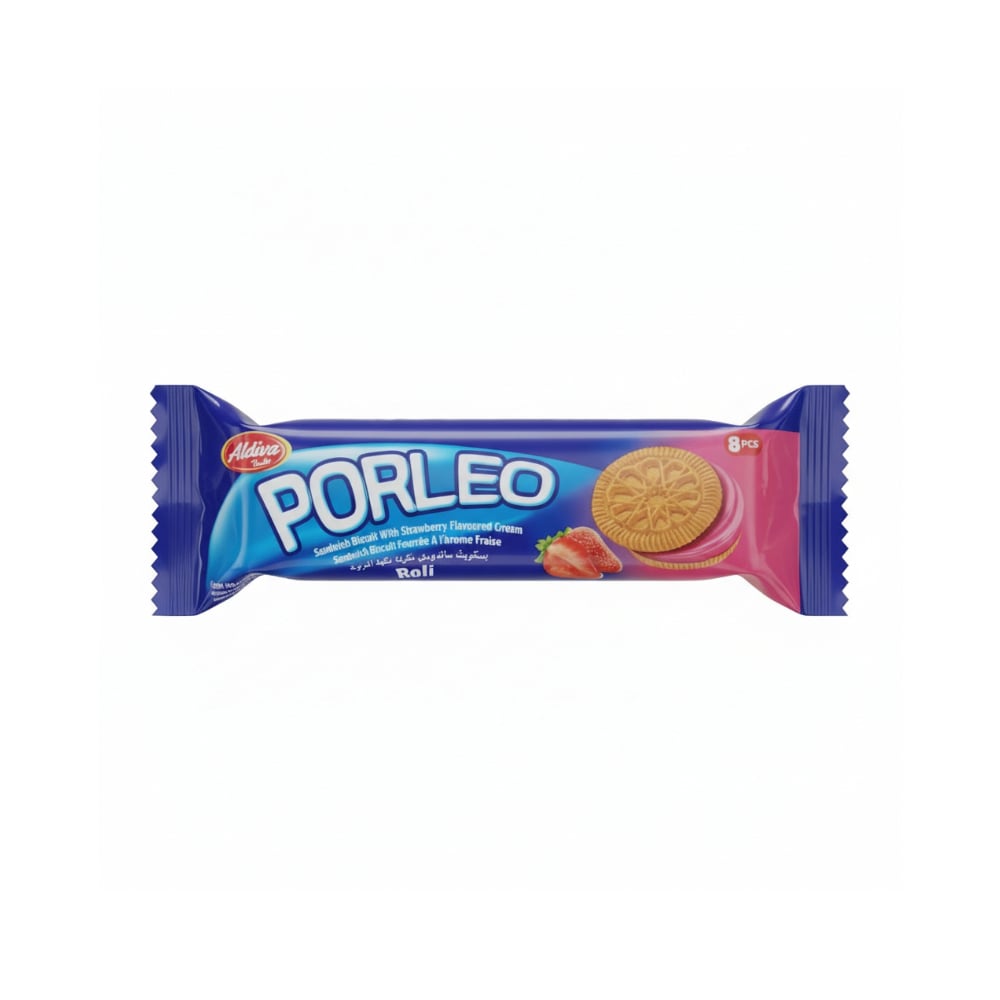 Galleta con crema de fresa Porleo Aldiva (50 g / 1.76 oz) - Imagen 1