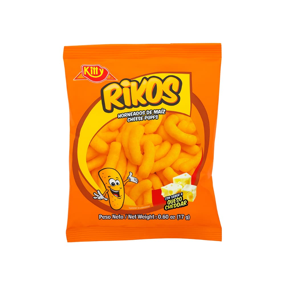 Horneados de maíz sabor queso cheddar Kitty Rikos (17 g) - Imagen 1