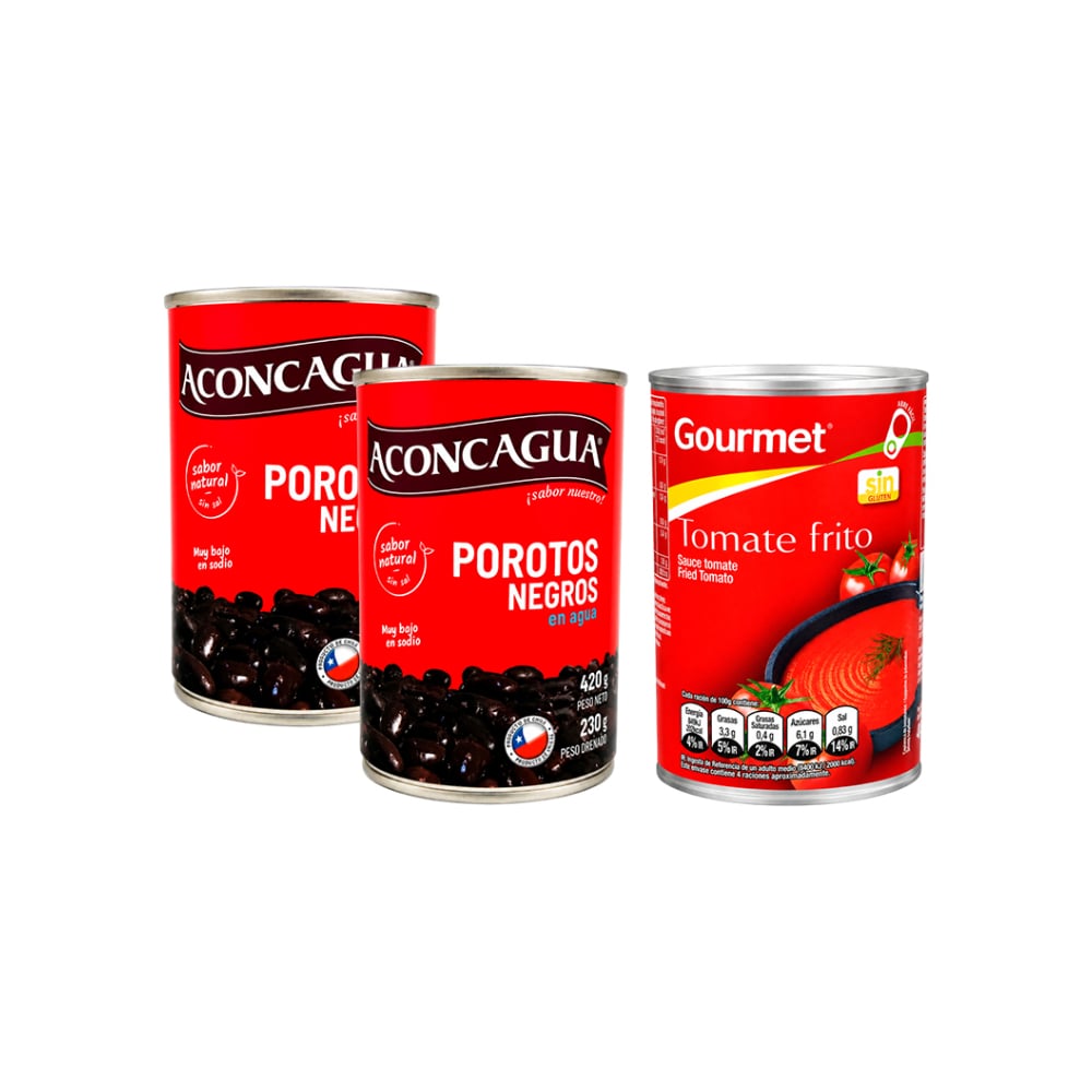Combo: Porotos negros en agua + Tomate frito Gourmet - Imagen 1