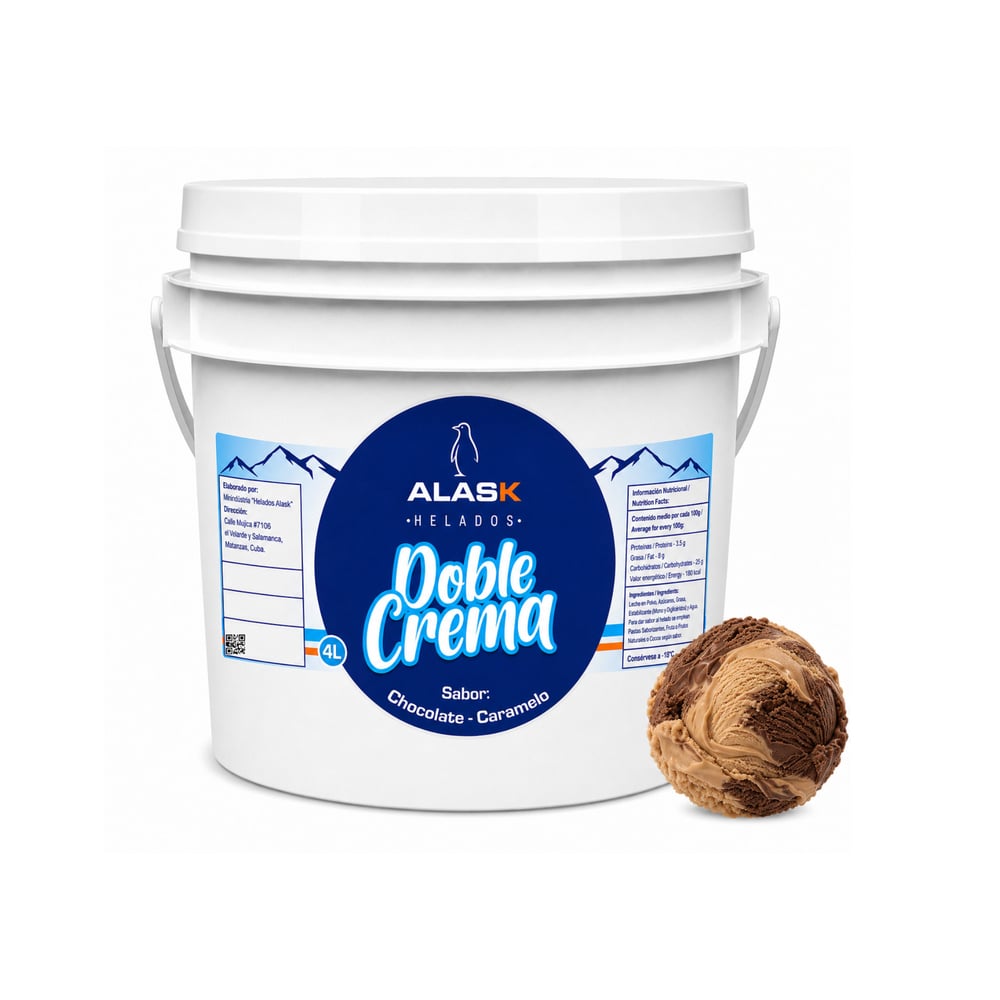 Helado doble crema sabor chocolate y caramelo Alask (4 L) - Imagen 1
