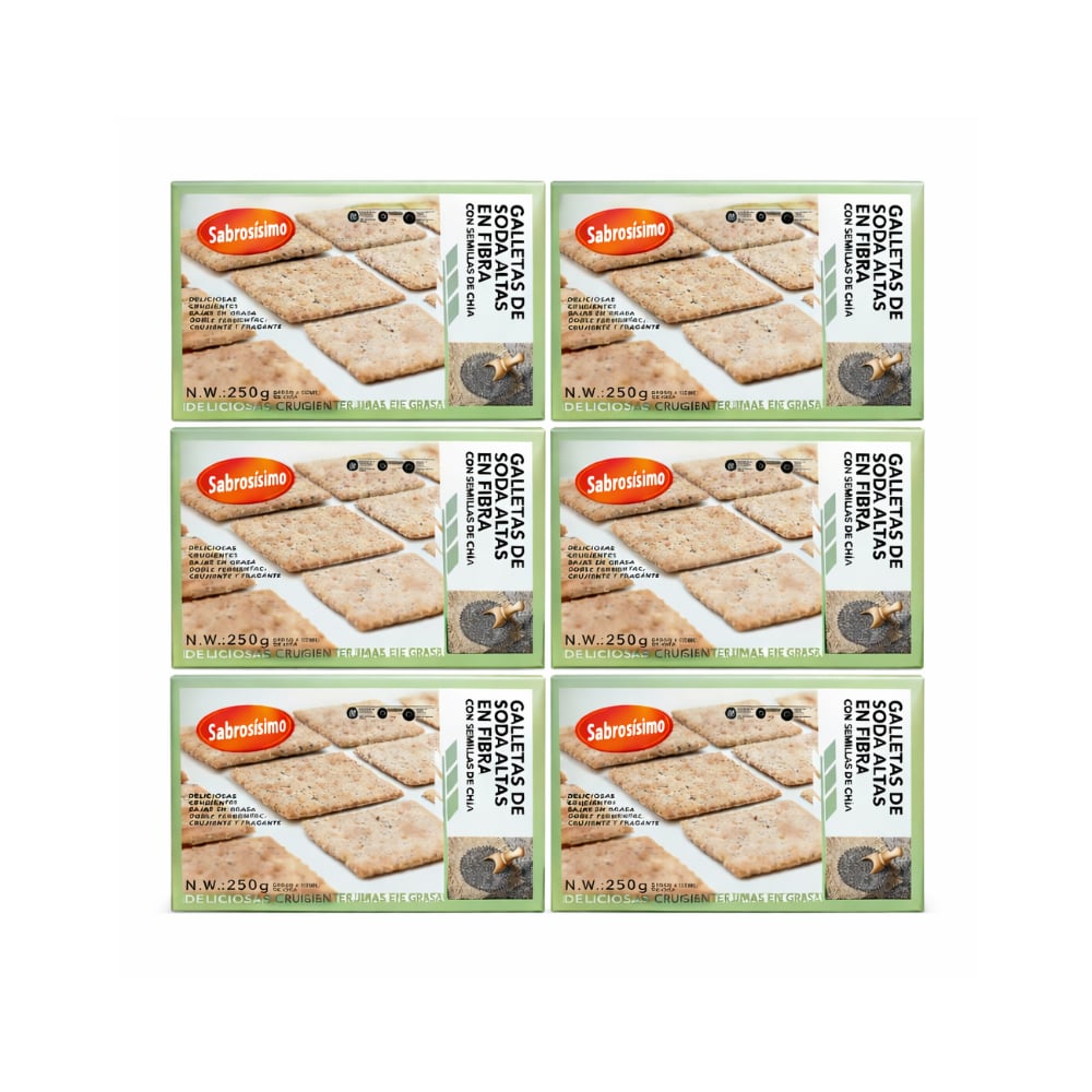 Combo Galletas de soda con semillas de Chía Sabrosísimo (6 x 250 g / 8.81 oz) - Imagen 1