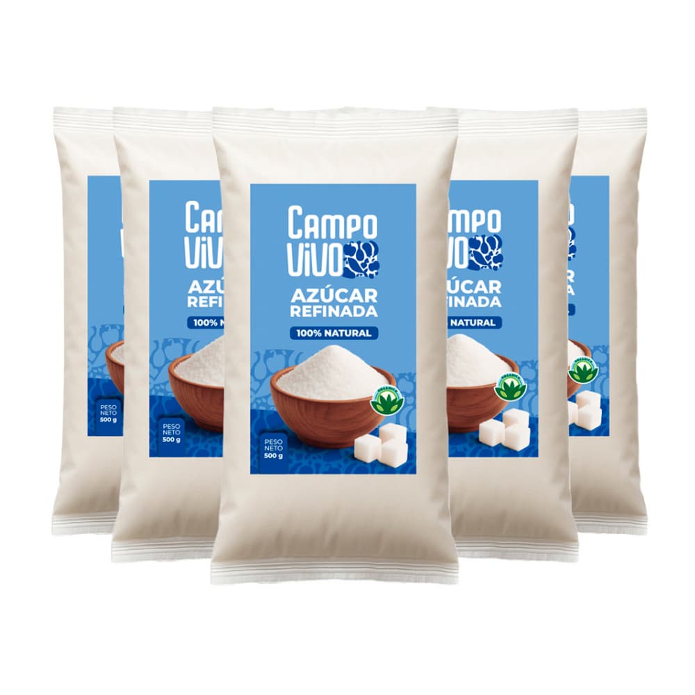 Azúcar blanca refinada Campo Vivo (5 x 500 g / 1.1 lb) - Imagen 1