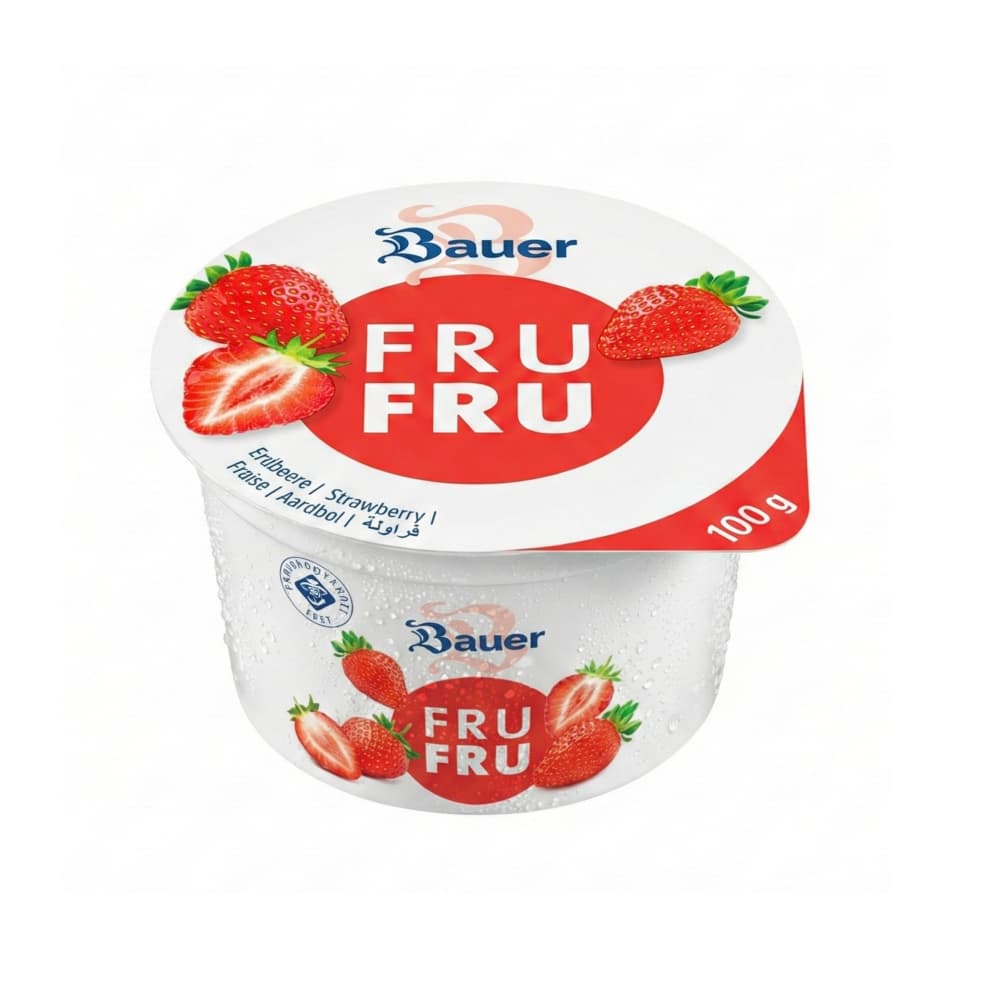 Yogur sabor fresa Bauer Fru Fru (100g / 3.53oz) - Imagen 1