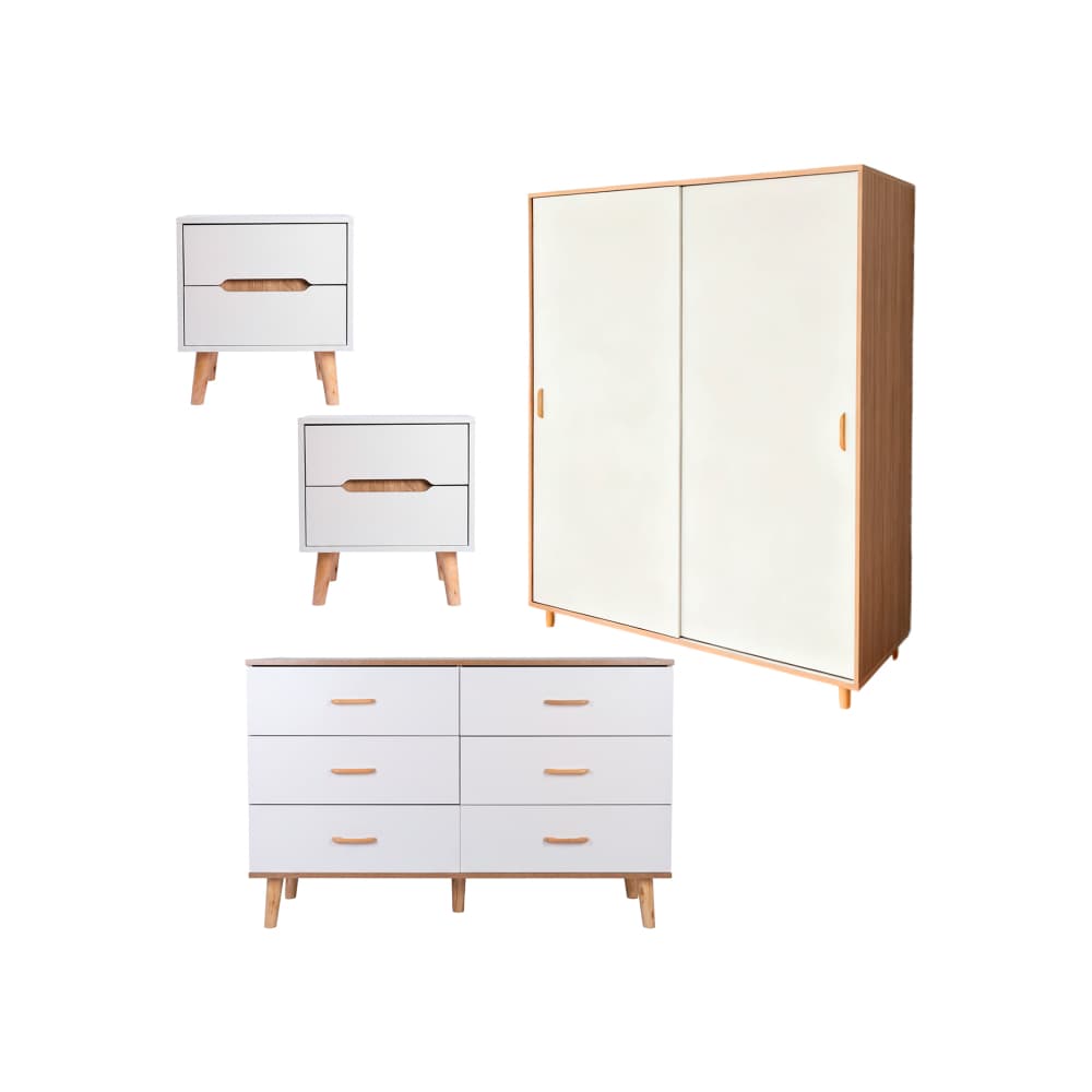 Juego de cuarto #1 Sail: armario + gavetero tipo cómoda + 2 mesitas de noche - Imagen 1