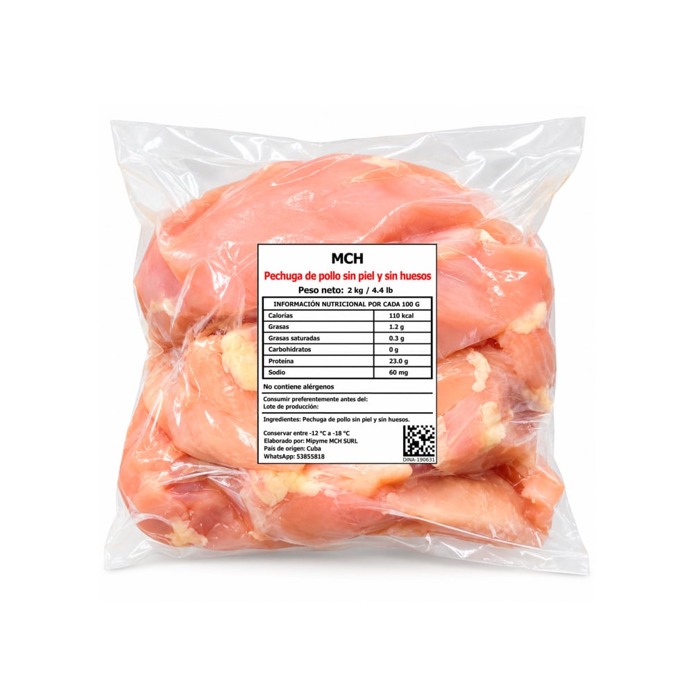 Pechuga de pollo sin piel y sin huesos MCH (2 kg / 4.4 lb) - Imagen 1