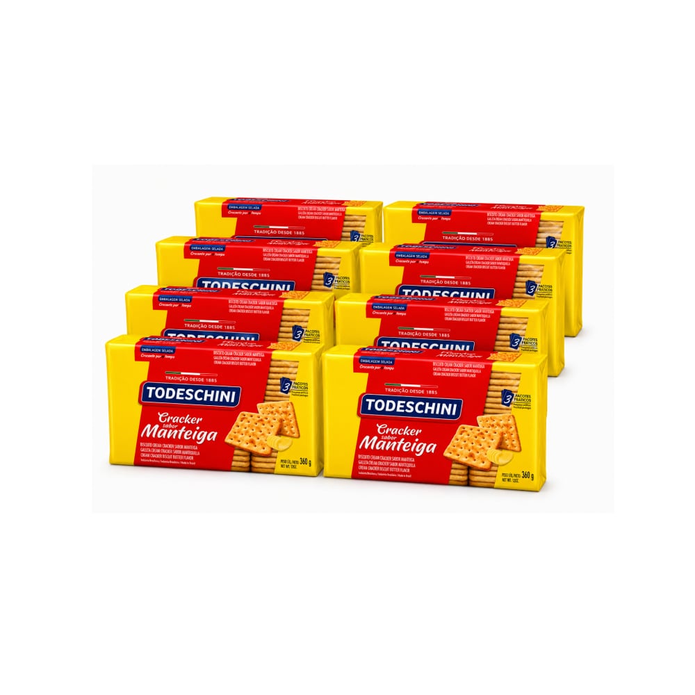 Galletas Cream Cracker sabor mantequilla Todeschini (8 x 360 g / 12 oz) - Imagen 1