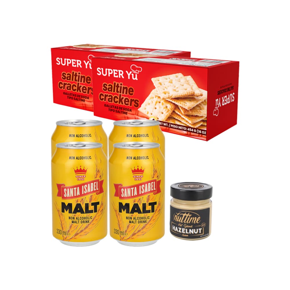 malta + galletas de soda + crema de avellana para untar - Imagen 1