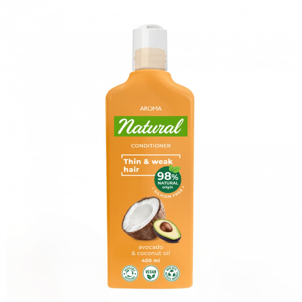 Acondicionador con aguacate y aceite de coco para cabello fino y débil Aroma Natural (400 ml) - Imagen 1