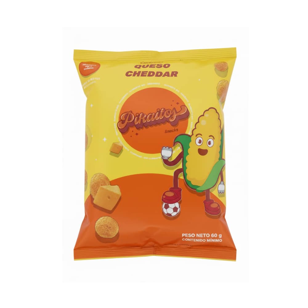 Snacks sabor queso cheddar Pikaitos (60g / 2.12oz) - Imagen 1