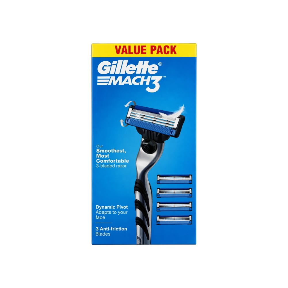 Cuchilla de afeitar de triple hoja para hombre con 4 respuestos Mach3 Gillette - Imagen 1