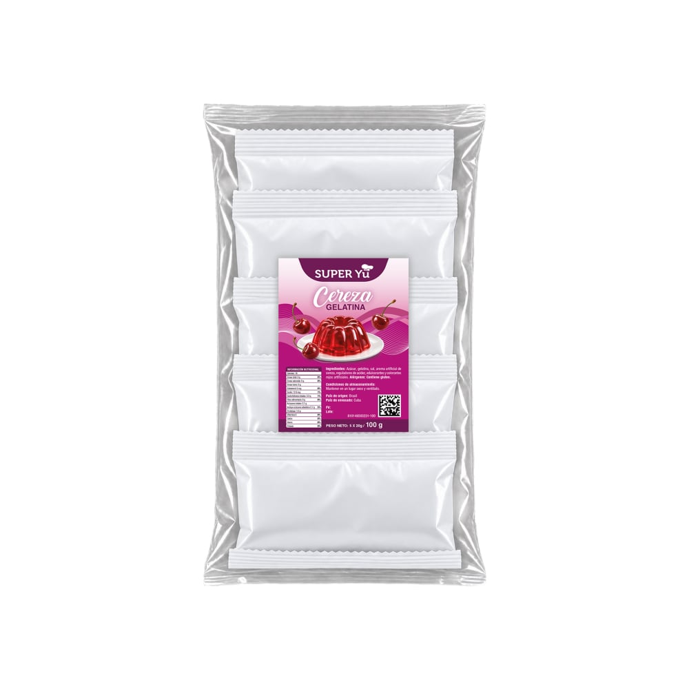 Gelatina sabor cereza Super Yu (100 g / 3.53 oz) - Imagen 1