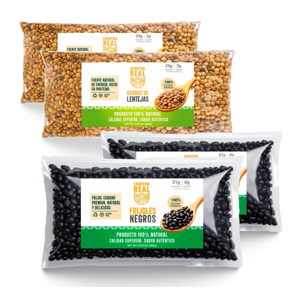 Combo de granos #20: Frijoles negros + Lentejas Cosecha Real - Imagen 1
