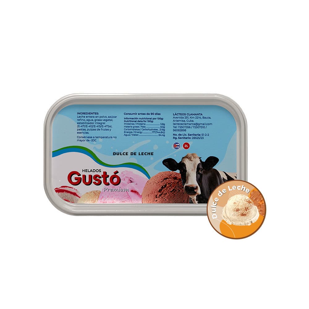 Helado Premium de dulce de leche Gustó (2 L) - Imagen 1