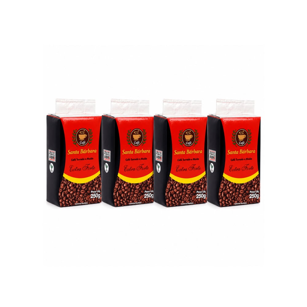 Café tostado y molido extra fuerte Santa Bárbara (4 x 250 g / 8.8 oz) - Imagen 1
