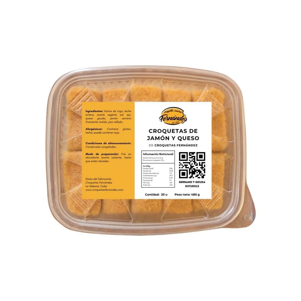 Croquetas de jamón serrano con queso Gouda Croquetas Fernández (480 g / 1.06 lb) - Imagen 1