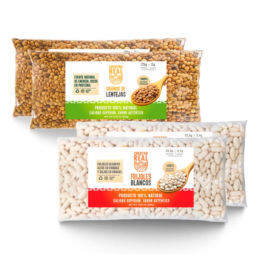 Combo de granos #8: Frijoles blancos + Lentejas Cosecha Real - Imagen 1