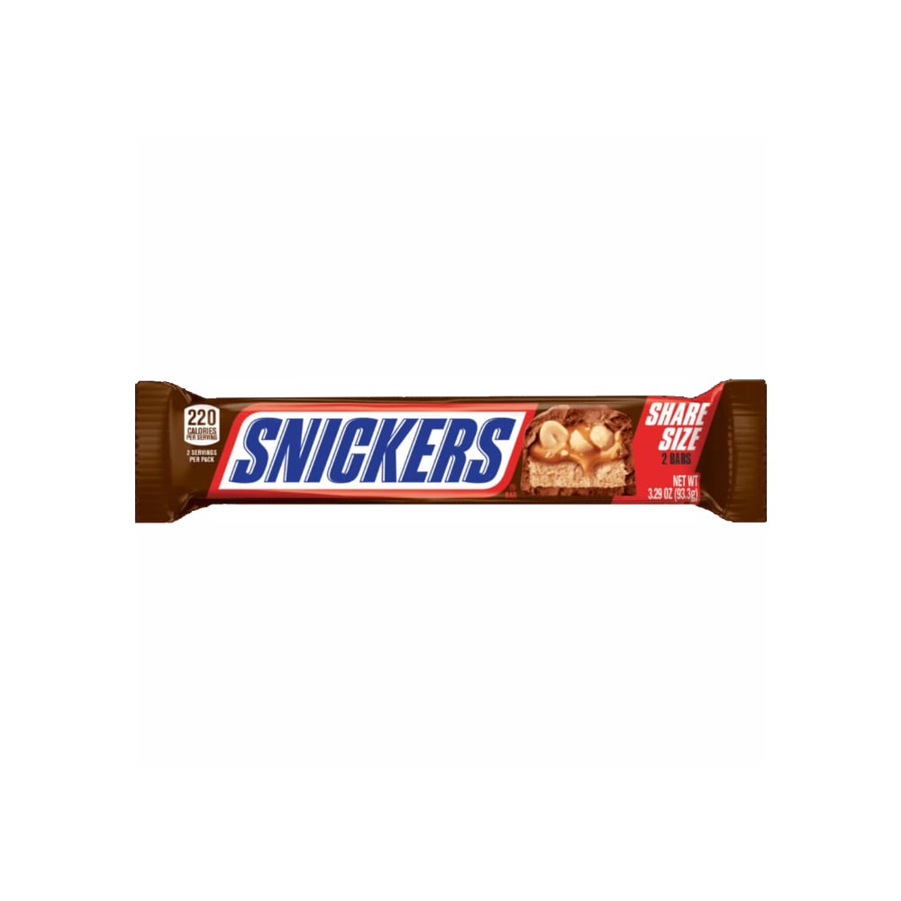 Barra de chocolate con leche rellena de caramelo y cacahuate Snickers (93.3 g / 3.29 oz) - Imagen 1