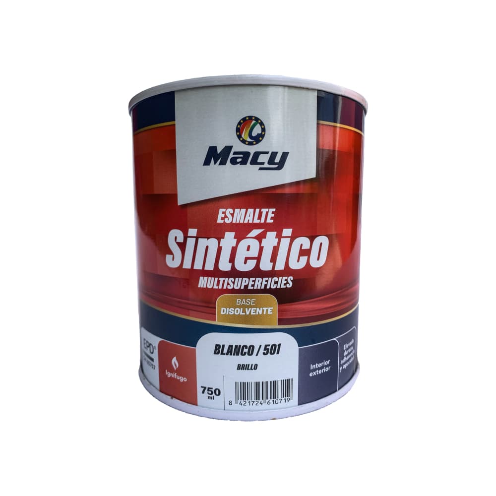 Esmalte sintético multisuperficies interior y exterior base disolvente color blanco brillo Macy (750 ML) - Imagen 1