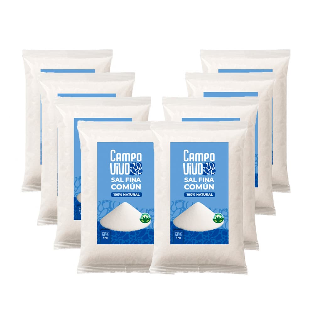 Sal fina común Campo Vivo (8 x 1 kg / 2.2 lb) - Imagen 1