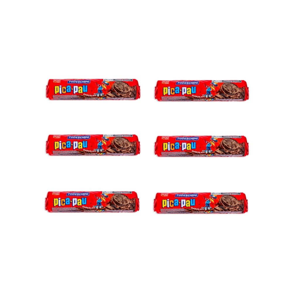 Galletas de chocolate con relleno sabor a chocolate Pica Pau Todeschini (6 x 115 g / 4.06 oz) - Imagen 1