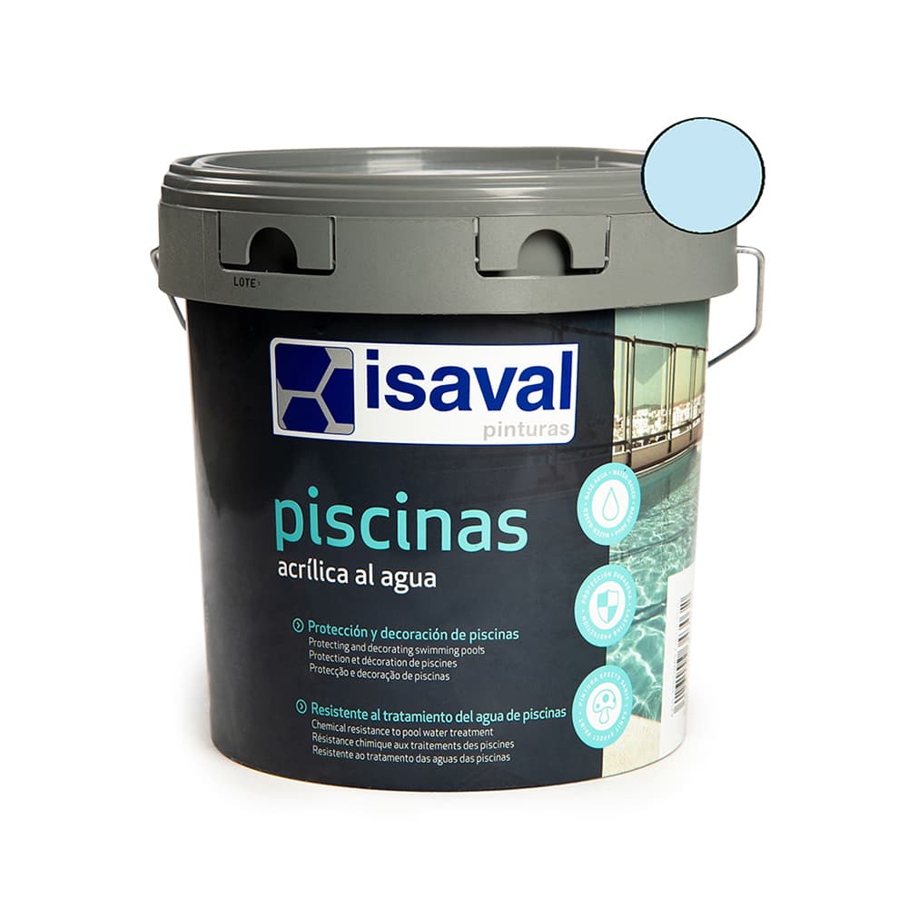 Pintura acrílica al agua para piscinas color azul Isaval (5 kg / 11 lb) - Imagen 1