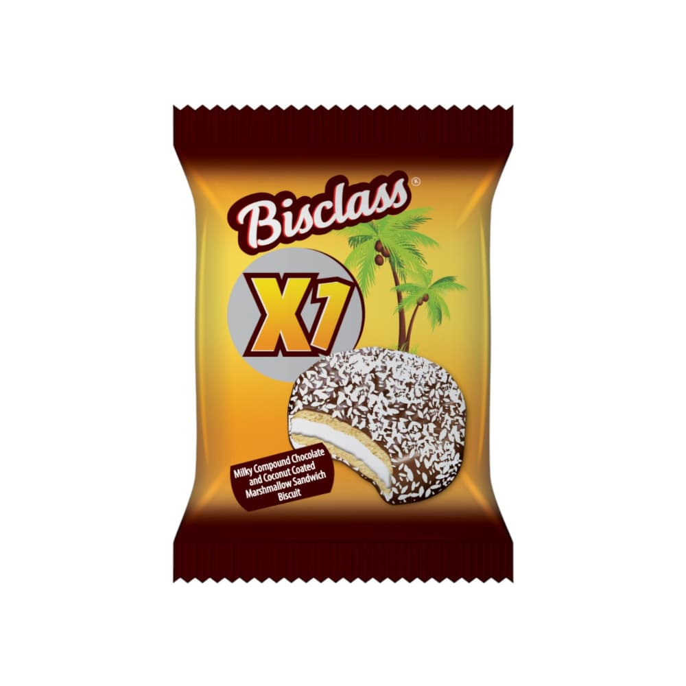 Galleta dulce cubierta de chocolate con coco Bisclass (30 g / 1.06 oz) - Imagen 1