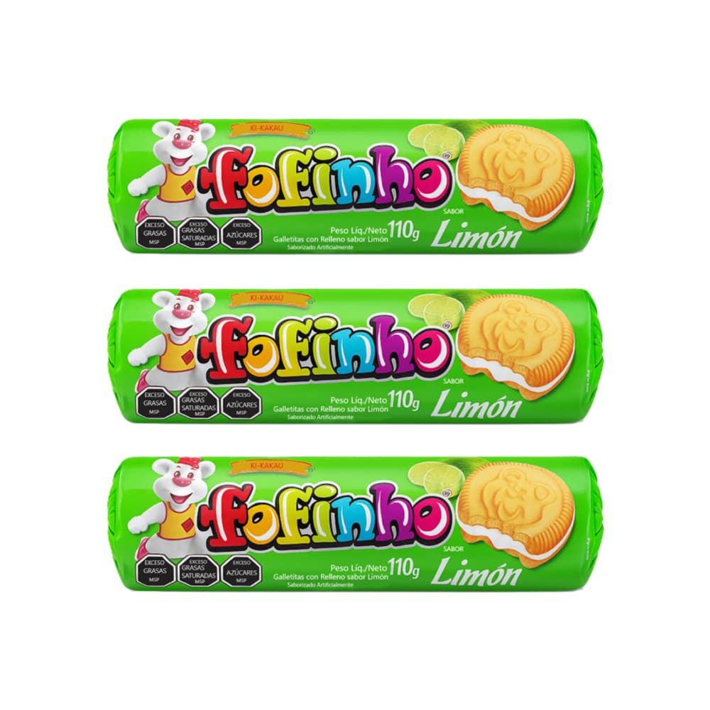 Galletas rellenas sabor a limón Fofinho (3 x 110 g / 3.88 oz) - Imagen 1
