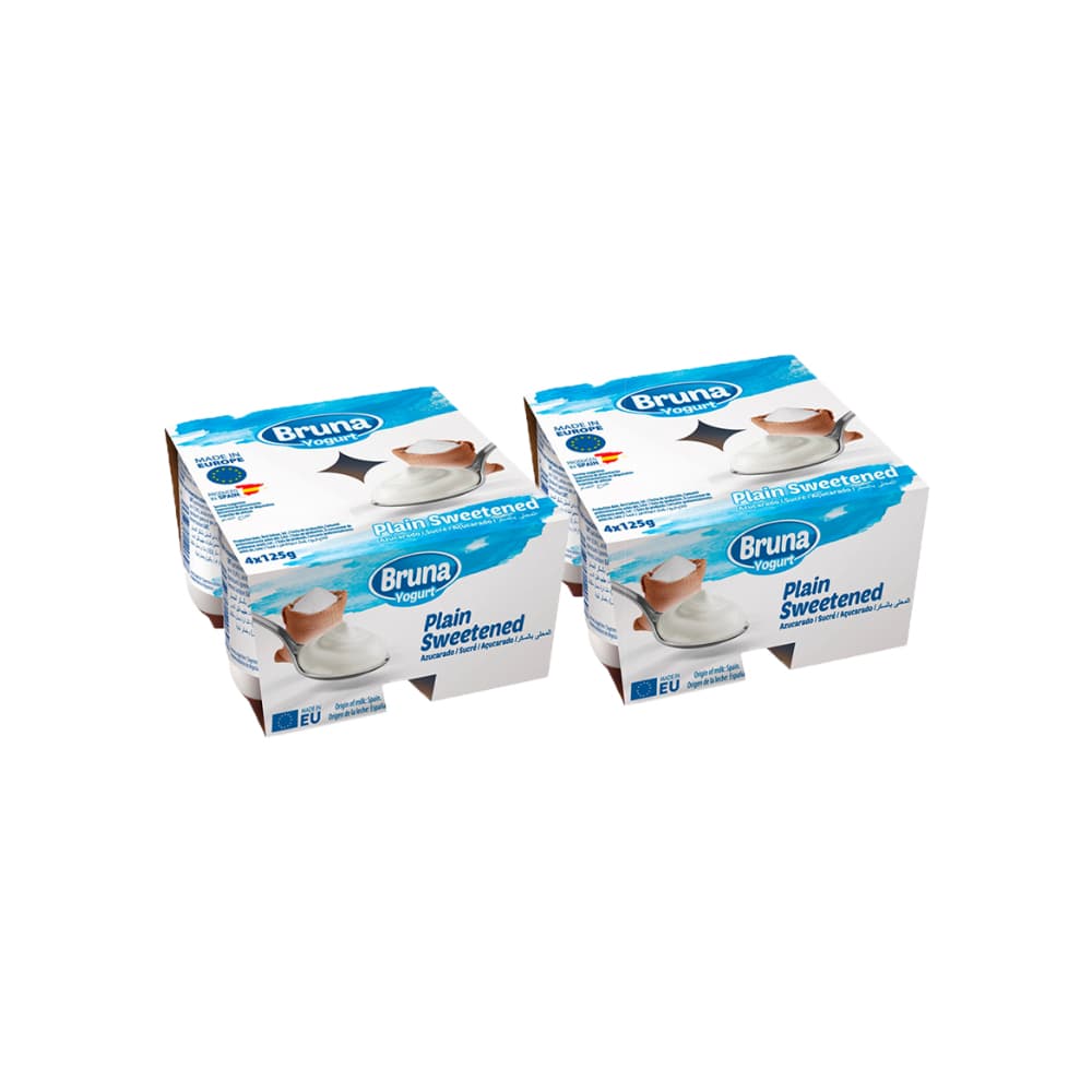 Yogurt pasteurizado natural azucarado Bruna (8 x 125 g / 4.41 oz) - Imagen 1