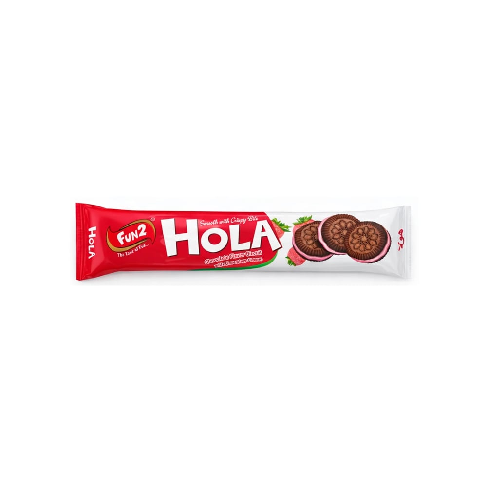 Galletas de chocolate rellenas de fresa Hola Fun2 (70 g / 2.46 oz) - Imagen 1