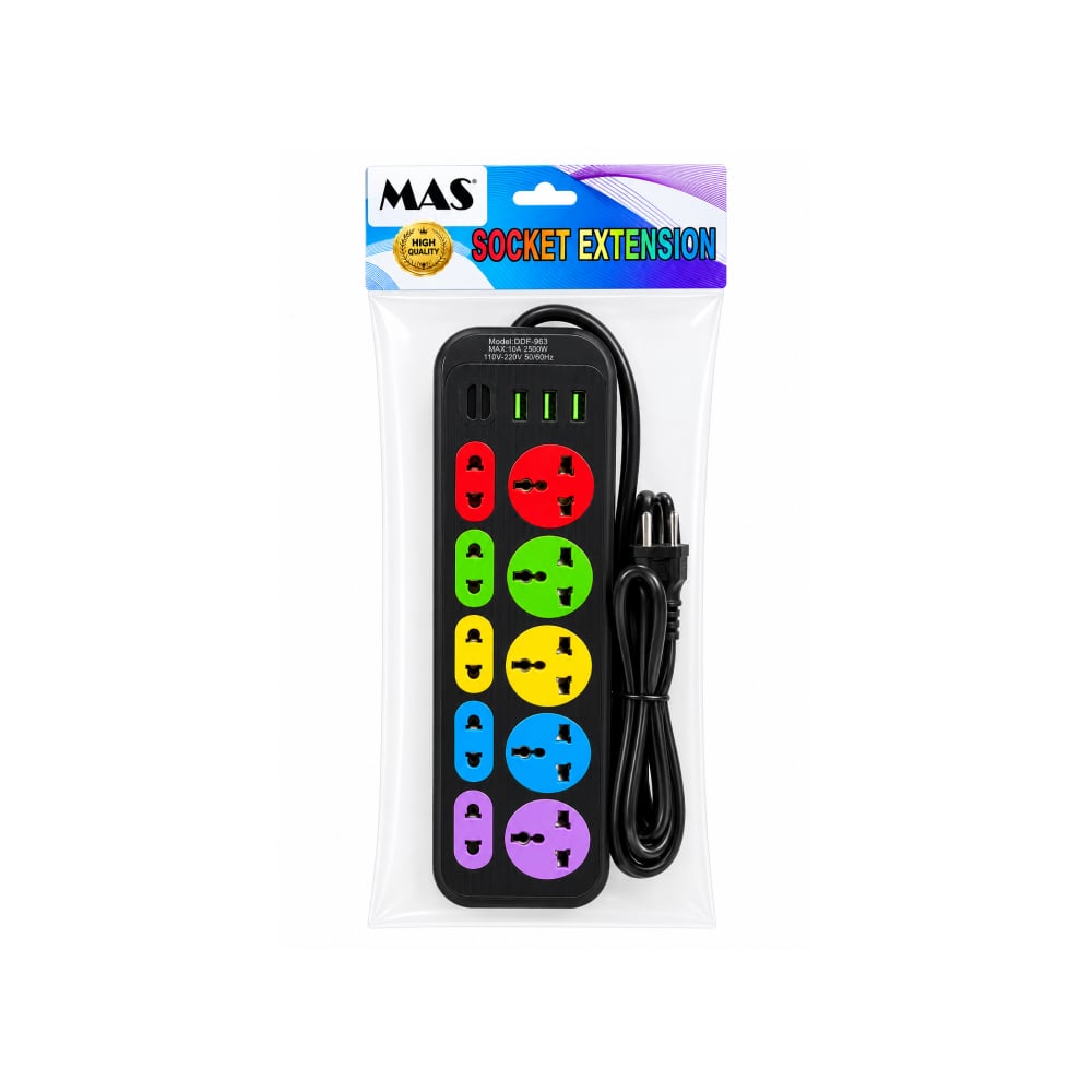 Extensión de 10 tomas y cable de 2 m MAS - Imagen 1